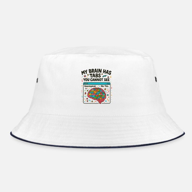 Buntes Gehirn mit versteckten Tabs Bucket Hat