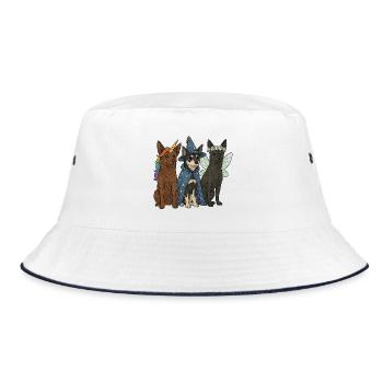 Magische Fantasy Dogs - Australian Kelpie Hunde - Bucket Hat - Weiß/Navy - Vorne