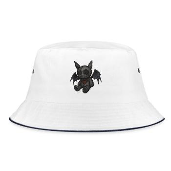 Quilted Monster with Wings - Bucket Hat - white/navy - Front
