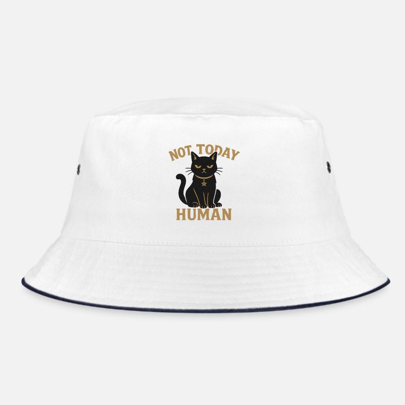Not Today Human Schwarze Katze Sarkasmus Bucket Hat