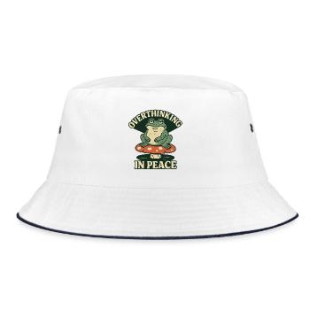 Overthinking in Peace Frosch Humor Relax - Bucket Hat - Weiß/Navy - Vorne