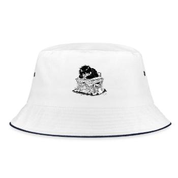 Student Out of Bed Sleep Office Books - Bucket Hat - white/navy - Front