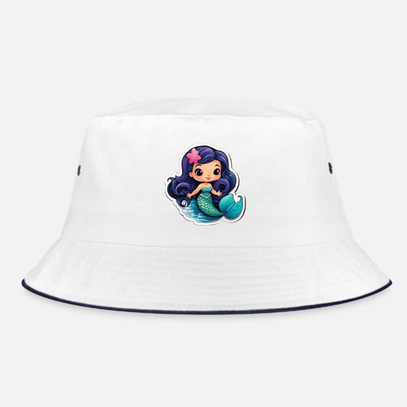 Sirène kawaii à queue turquoise - Bob - blanc/marine
