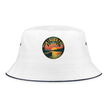 Entdecken Sie das tropische Inselparadies Kiribati - Bucket Hat - Weiß/Navy - Vorne
