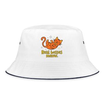Real bosses meow cat - Bucket Hat - white/navy - Front