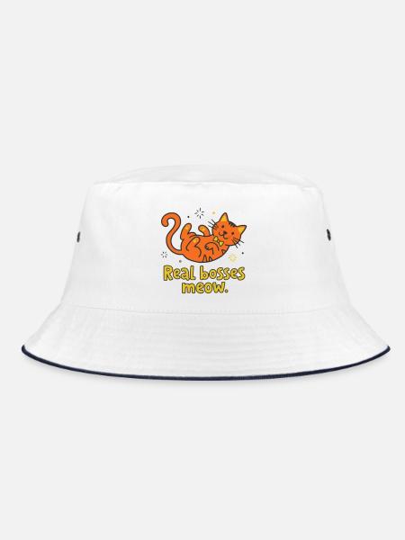 Real bosses meow cat - Bucket Hat - white/navy - Front