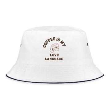 Kaffee ist meine Liebessprache süßer romantischer Kaffee - Bucket Hat - Weiß/Navy - Vorne