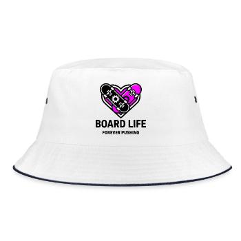 Vie de board, t-shirt de skateur stylé, sweat à capuche, sac - Bob - blanc/marine - Devant