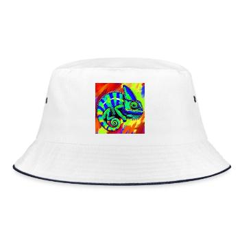 chameleon - Bucket Hat - white/navy - Front