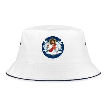Heavenly Love: Jesus with Heart - Bucket Hat - white/navy - Front