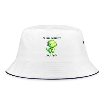 Schnurz piep egal Lustiger Spruch süßer Dino - Bucket Hat - Weiß/Navy - Vorne