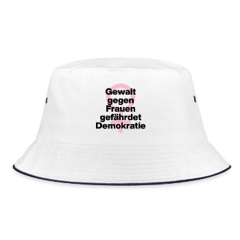 GEWALT GEGEN FRAUEN GEFÄHRDET DEMOKRATIE ♀ - Bucket Hat - Weiß/Navy - Vorne