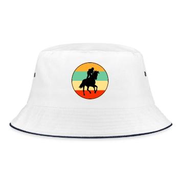 Jockey rétro de courses de chevaux Vintage Sunset Silhouett - Bob - blanc/marine - Devant