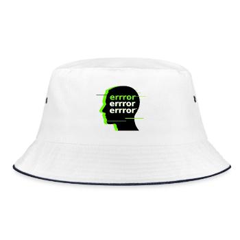 Errror Glitch Head – Dark Cyber Streetwear - Bucket Hat - white/navy - Front