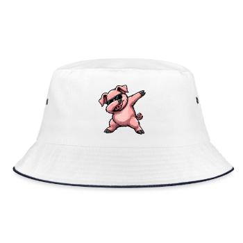 Dabbing Schwein - Bucket Hat - Weiß/Navy - Vorne