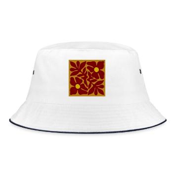 Red Flowers Organic Symmetrical Design - Bucket Hat - white/navy - Front