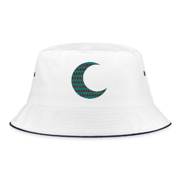 Mondsichel mit persischem rankenmuster - Bucket Hat - Weiß/Navy - Vorne