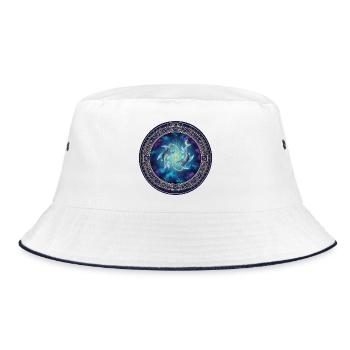Pisces sign in the cosmic circle - Bucket Hat - white/navy - Front