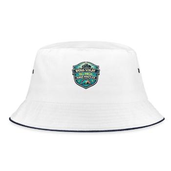 Wenig Schlaf Viel Diesel Badge - Bucket Hat - Weiß/Navy - Vorne