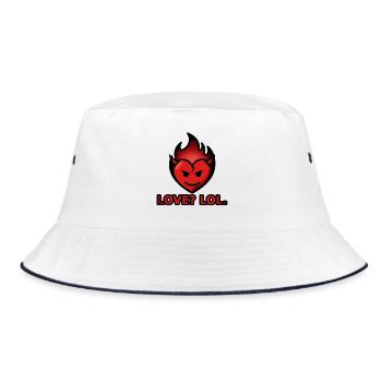 Love Lol – Flammendes Herz mit Hörnern - Bucket Hat - Weiß/Navy - Vorne