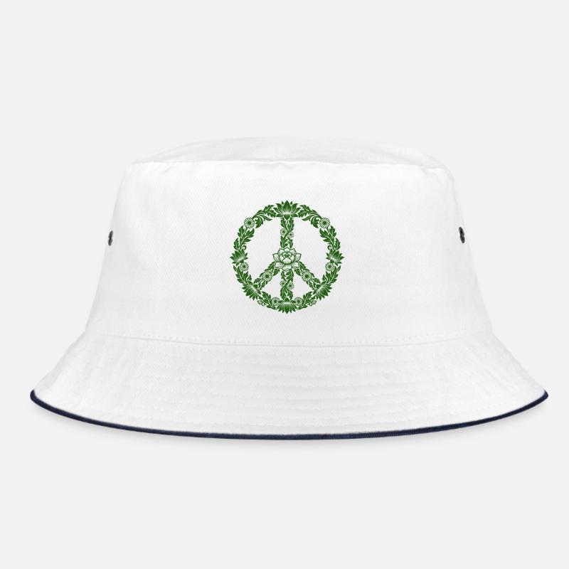 Peace Sign Floral Boho Style Bucket Hat