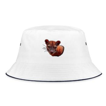 Fossa kopf Nahaufnahme Portrait - Bucket Hat - Weiß/Navy - Vorne