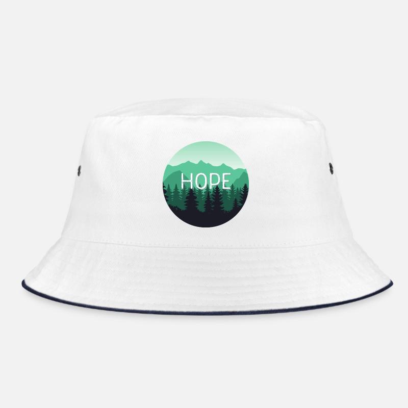 Hope, Forest, Mountain Landscape - Bucket Hat - white/navy