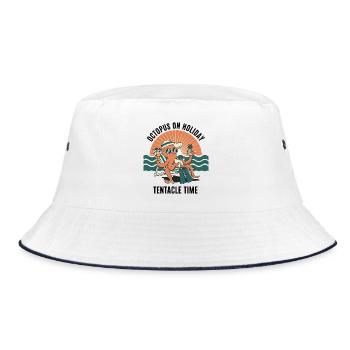 Poulpe Octopus On Holiday Tentacle Time Chill - Bucket Hat - white/navy - Front