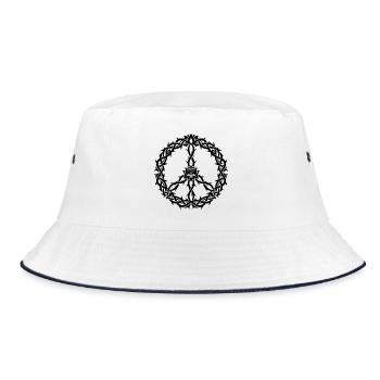 Peacezeichen Dornen Tribal Style - Bucket Hat - Weiß/Navy - Vorne