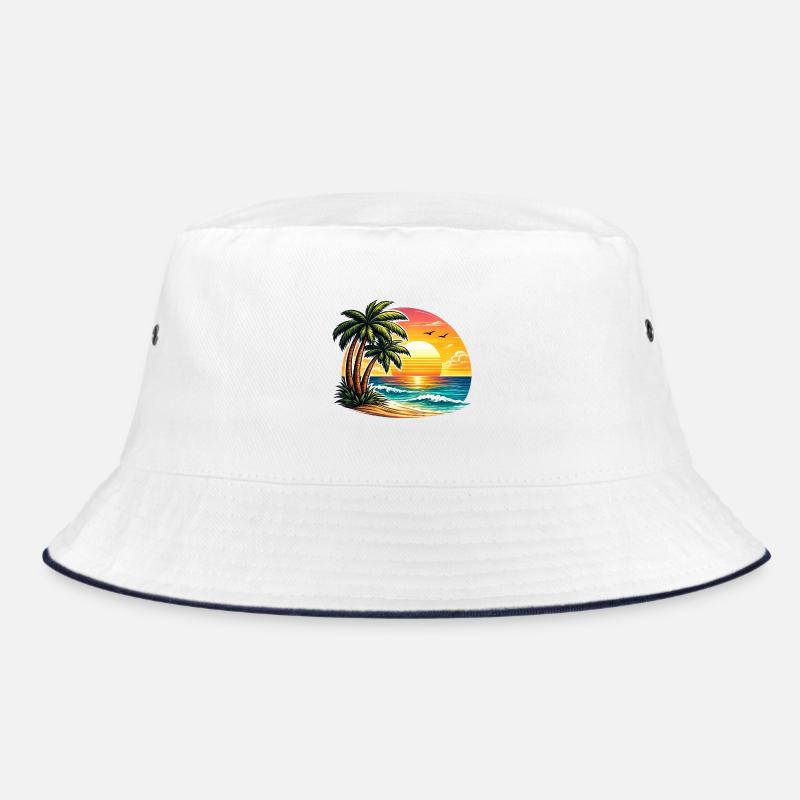 Palm Beach Sunset - Bucket Hat - white/navy