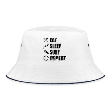 Lustiger Surfer Spruch - Bucket Hat - Weiß/Navy - Vorne