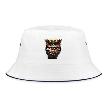 Albania's Proud Eagle Motif - Bucket Hat - white/navy - Front
