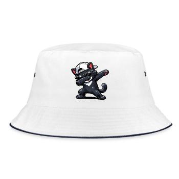 Dabbing Cat - Bucket Hat - Weiß/Navy - Vorne