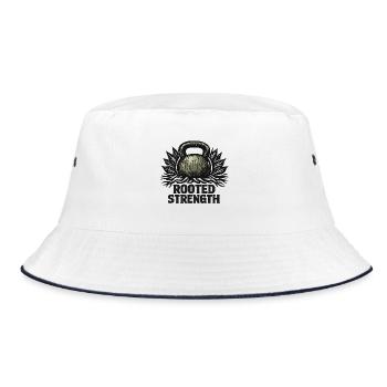 Rooted Strength: Eco-Primal Kettlebell Design - Bucket Hat - white/navy - Front