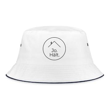 Dachdecker Jo Hält Spruch Badge - Bucket Hat - Weiß/Navy - Vorne
