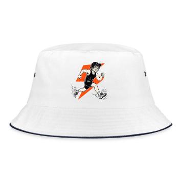 Cooles Laufshirt Blitz Runner Motiv für Sportler - Bucket Hat - Weiß/Navy - Vorne