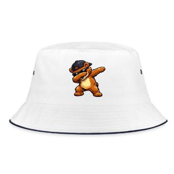 Dabbing Bear - Bucket Hat - Weiß/Navy - Vorne