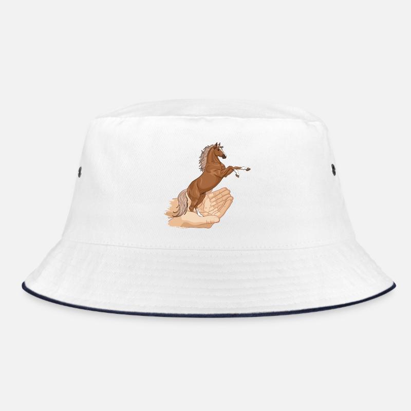 Ein springendes Pferd in zwei Händen Bucket Hat