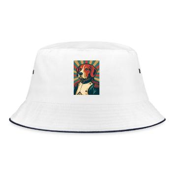Dog General Retro Poster Style Vintage Design - Bucket Hat - white/navy - Front