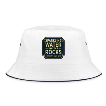 Sparkling water on rocks neon - Bucket Hat - white/navy - Front