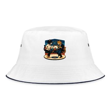 Two Retro Cats Dancing – Vintage Style - Bucket Hat - white/navy - Front