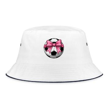 T-shirt Foot Fille avec Nœud Rose - Design Coquett - Bob - blanc/marine - Devant