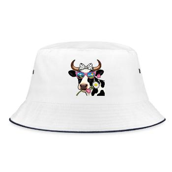 Kuhnatur-Goggles-Berge - Bucket Hat - Weiß/Navy - Vorne