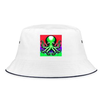 Krake - Bucket Hat - Weiß/Navy - Vorne