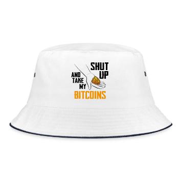 Bitcoin Hand Coins Emblem / Take my Bitcoin - Bucket Hat - white/navy - Front