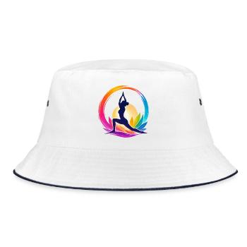 Colorful yoga in the circle of the sun - Bucket Hat - white/navy - Front