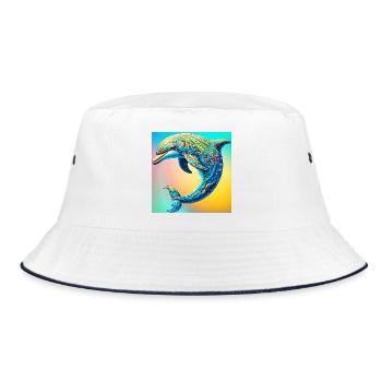 Delfin - Bucket Hat - Weiß/Navy - Vorne