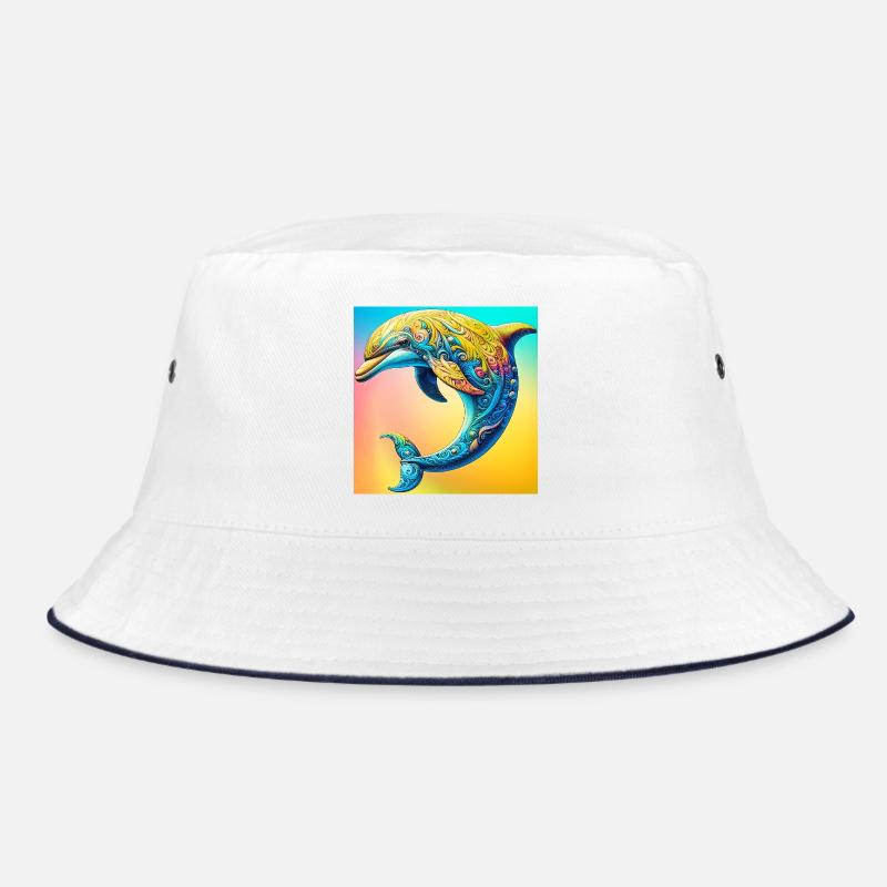 Delfin - Bucket Hat - Weiß/Navy