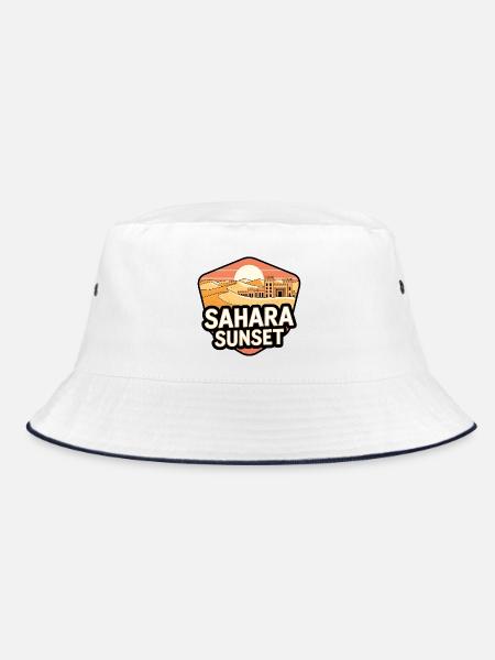 Sahara Sonnenuntergangsschloss - Bucket Hat - Weiß/Navy - Vorne