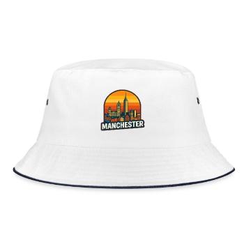 Manchester Skyline Retro Sunset Vintage Art - Bob - blanc/marine - Devant